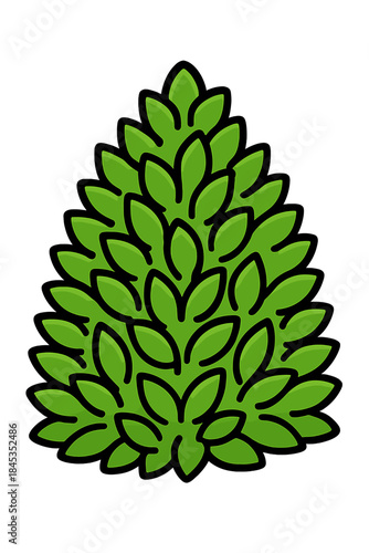 Stylized green hop cone icon with thick black outline