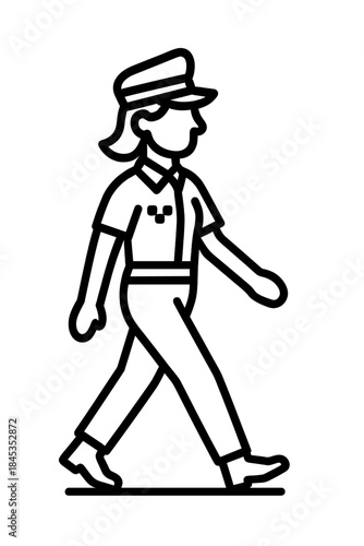 Female taxi driver walking in profile outline icon