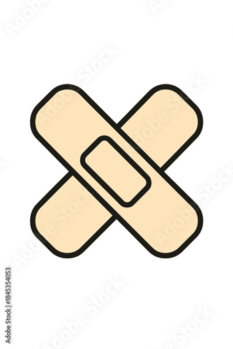 Crossed adhesive bandage icon with thick outline