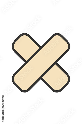Two crossed adhesive bandages icon design element for first aid