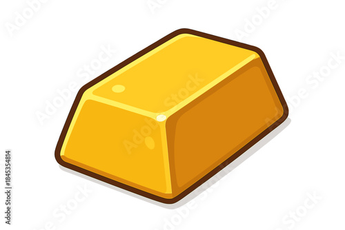 Shiny rectangular gold bar ingot isolated on white background