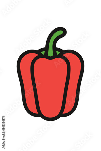 Simple red bell pepper icon with green stem detail