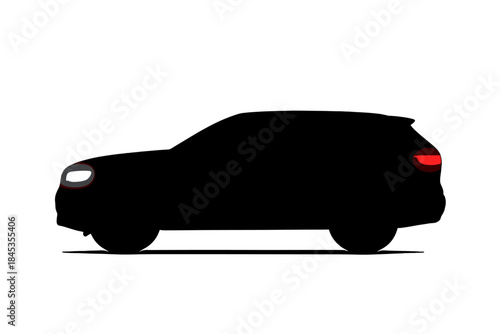 Modern SUV crossover profile silhouette with illuminated lights