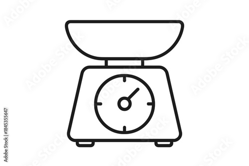 Minimalist kitchen scale icon with analog dial and weighing bowl