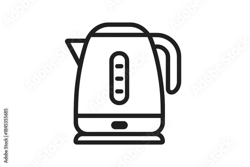 Minimalist electric kettle outline icon for kitchen and beverage design
