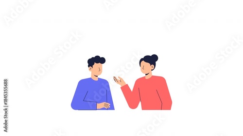 Face to face conversation between two people illustration in flat style animation