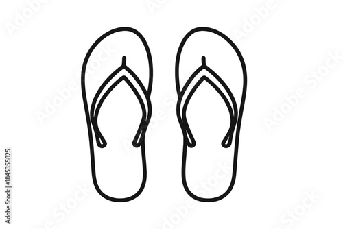 Outline drawing of simple flip flops sandals for summer beach vacation