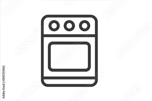 Outline icon of kitchen stove with control knobs and oven door