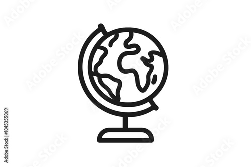 Outline icon of a terrestrial globe mounted on a stand