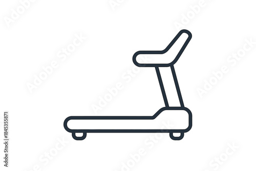 Outline icon of a modern treadmill machine viewed from the side