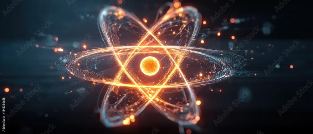 Fototapeta premium Atom model illustration on transparent background