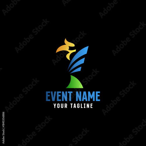 A bold emblem with a hornbill bird, representing the competitive spirit and determination of the tournament.