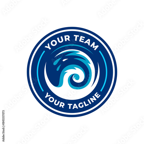 A modern football logo with a circular wave design, representing energy and unity.