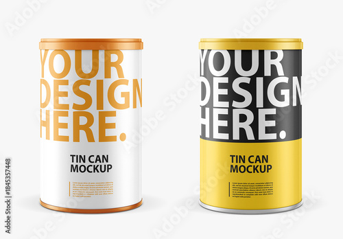 Metal Tin Can Mockup with Plastic Lid