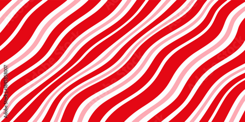 Candy cane Christmas background, peppermint diagonal stripes print seamless pattern