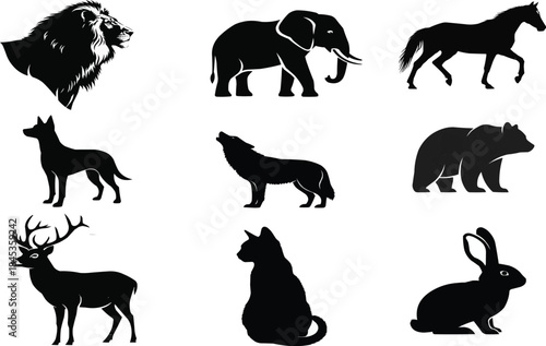 Collection of animal silhouettes featuring mammals