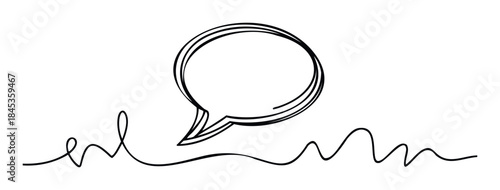 Simple line drawing of a speech bubble with a wavy underline suggesting communication and conversation for messages and dialogue graphics.