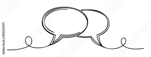 Dynamic speech bubbles with flowing lines and conversational curves symbolizing communication and idea exchange for dialogue and discussion platforms.