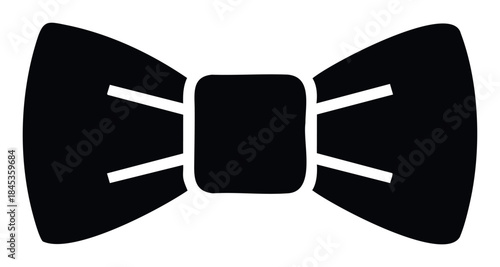 Classic black bowtie symbol representing formal wear, elegance, and special occasions like weddings and parties, perfect for graphic design projects and website elements.