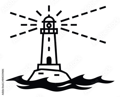 Beacon guides ships through choppy seas, symbolizing guidance, hope, and safe passage for maritime navigation and coastal safety.