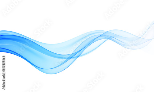 Smooth abstract blue wave with transparent flowing curves on a clean white background, suitable for modern design and layouts.