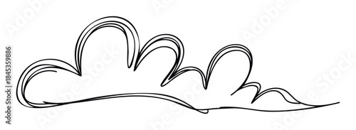Hand drawn sketchy cloud outline in black ink for weather forecast graphic element or whimsical sky scene creation
