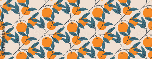 Oranges Seamless pattern. For textile, wallpaper, and packaging design
