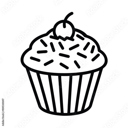 Cupcake With Frosting Vector Illustration