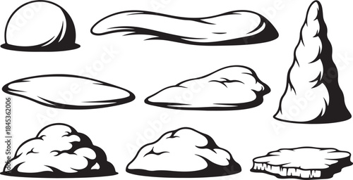 Set of varied cartoon rock and stone shapes