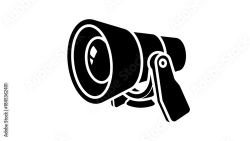 Minimalist Black and White Illustration of a Surveillance Camera with Focus on Security and