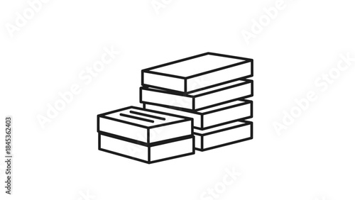 Minimalist black and white illustration of a stack of books with one book lying flat