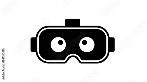 Minimalist Black and White Illustration of a Virtual Reality Headset for Gaming and Technology