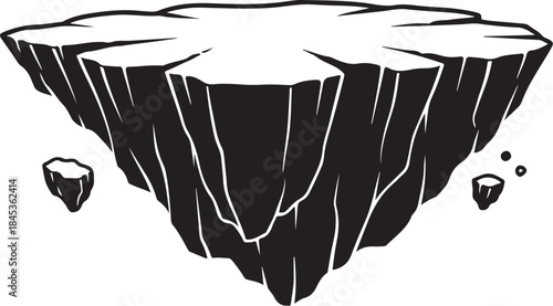 Floating island rock formation vector art