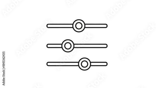Minimalist black and white illustration of three adjustable sliders with circular knobs and