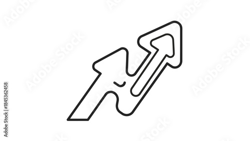 Minimalist Black and White Line Arrow Icons Signifying Growth and Progress