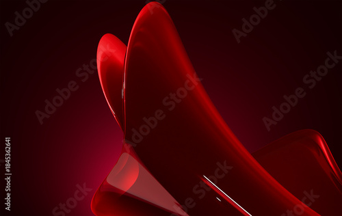 Luxurious Crimson Liquid Silk Fabric Flow with Transparent Glass Effect and Dynamic Motion for Modern Design Concept