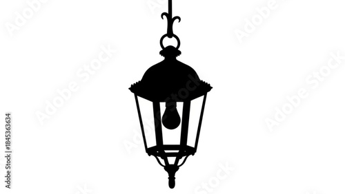 Black silhouette of a hanging lantern with a hook on a