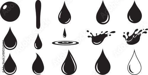 Collection of black liquid drop icons
