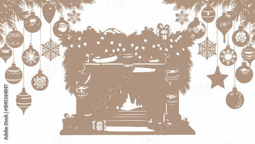 Christmas fireplace with ornaments and gifts festive holiday scene perfect for winter decoration and