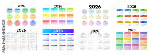 Calendar for 2026 isolated on a white background