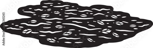 Black and white puddle with leaves