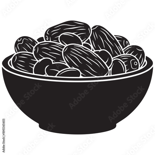 A bowl of delicious dried dates filled to the brim