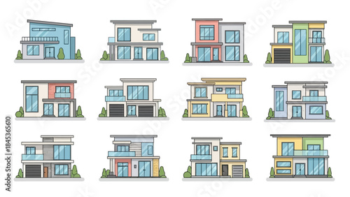 Collection of modern architectural house designs with sleek lines and contemporary features