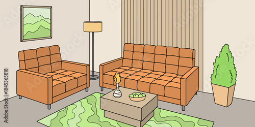 Living room graphic color interior sketch illustration vector 