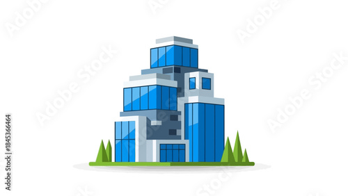 Sleek and contemporary urban skyscraper with multiple floors and reflective glass windows, symbolizing modern business and innovative architecture