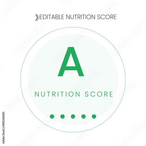 Editable Nutrition Score Badge with Green Grade A Rating