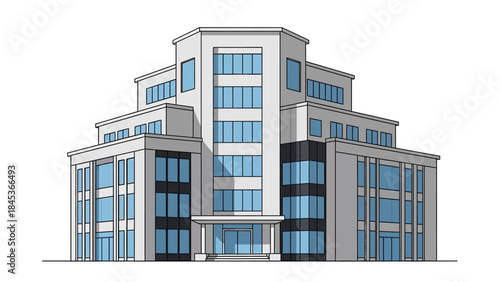 Modern corporate edifice design reflecting business growth and urban development, an architectural illustration perfect for commercial and professional presentations