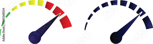 Speedometer speed car auto dashboard vector icon, modern gauge design for vehicle UI.