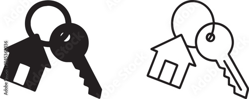 House key silhouette vector icons isolated on white background for real estate security design.