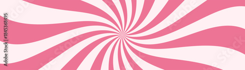 Pink circus background. Funfair swirl patern. Spiral carnival pattern. Groovy vector retro color sunburst twirl bg. Groovy caramel backdrop. Abstract fun Christmas banner. Vintage sun ray illustration